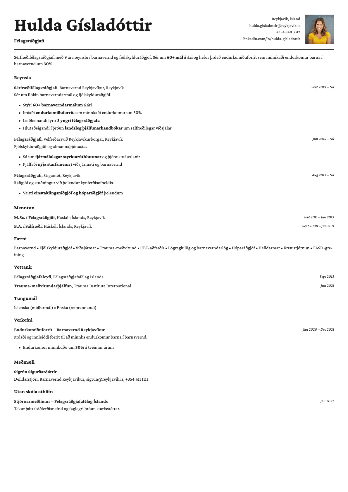 Cobalt Photo resume template preview