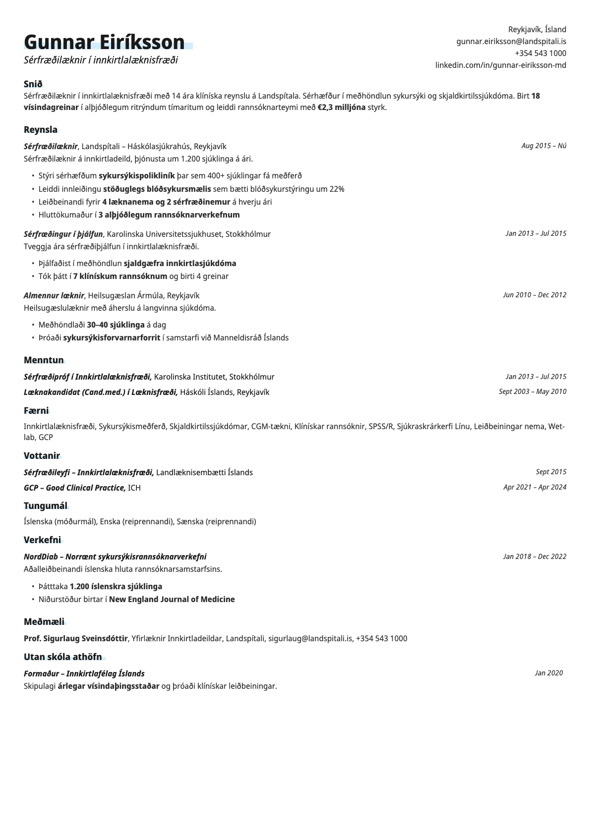 Copper resume template preview