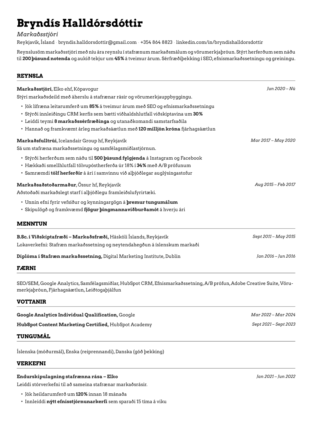 Emerald resume template preview