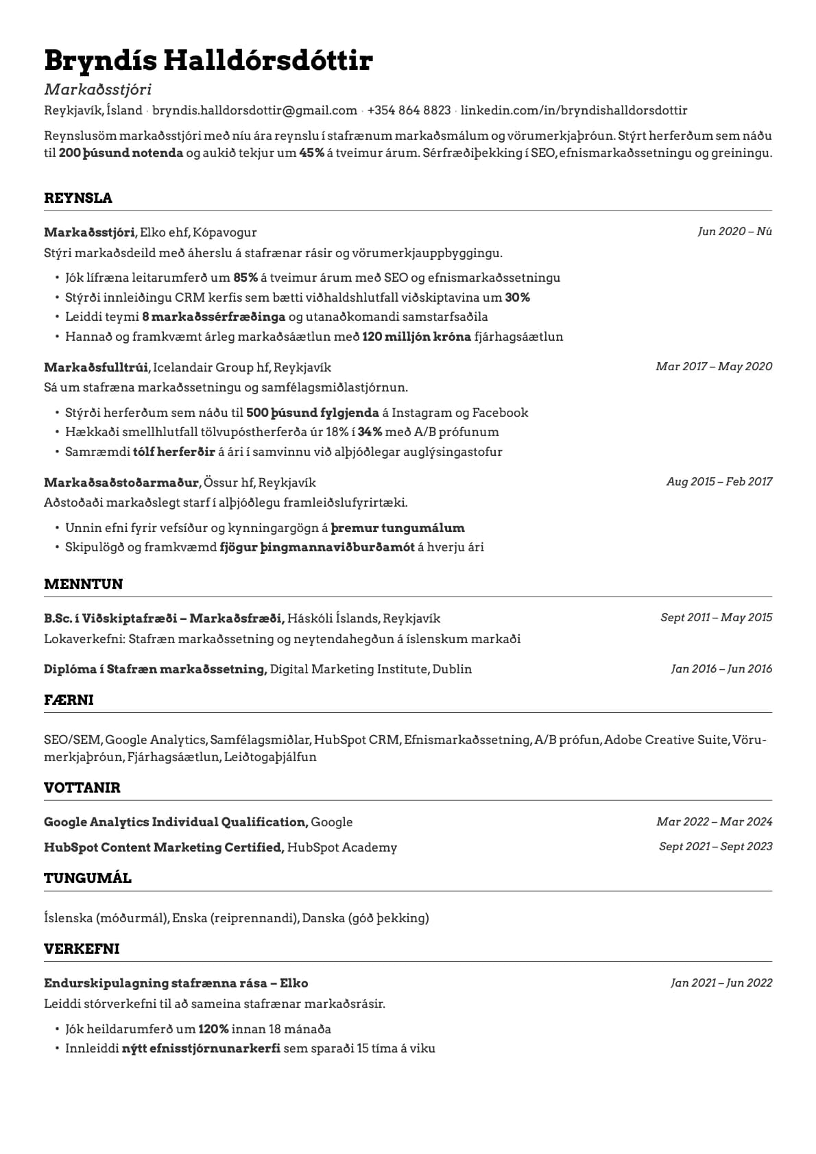 Emerald resume template preview