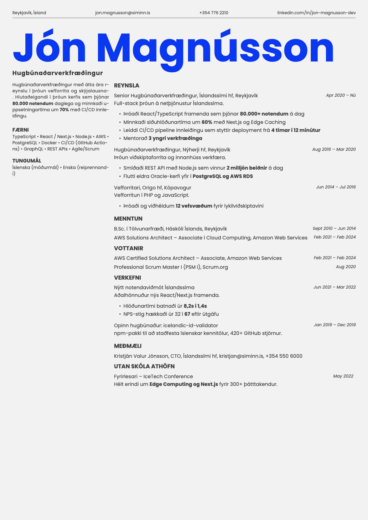 Fern resume template preview