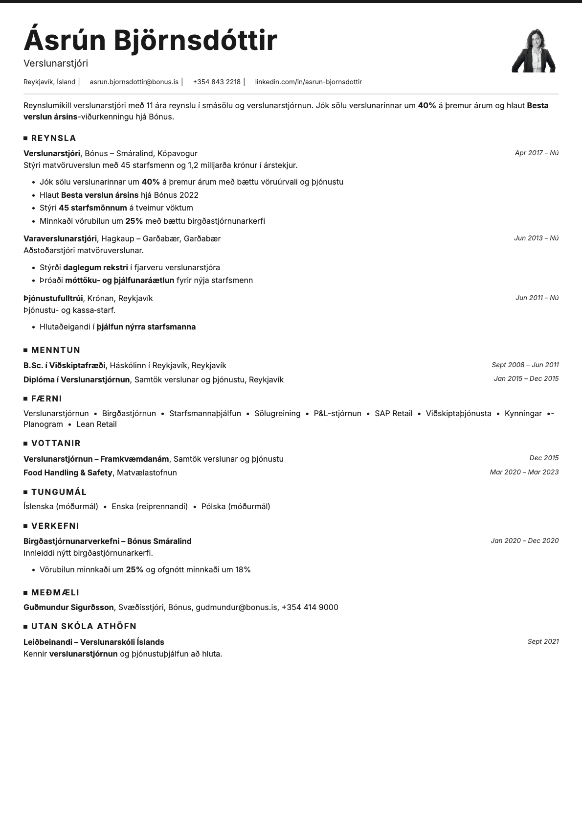 Graphite Photo resume template preview