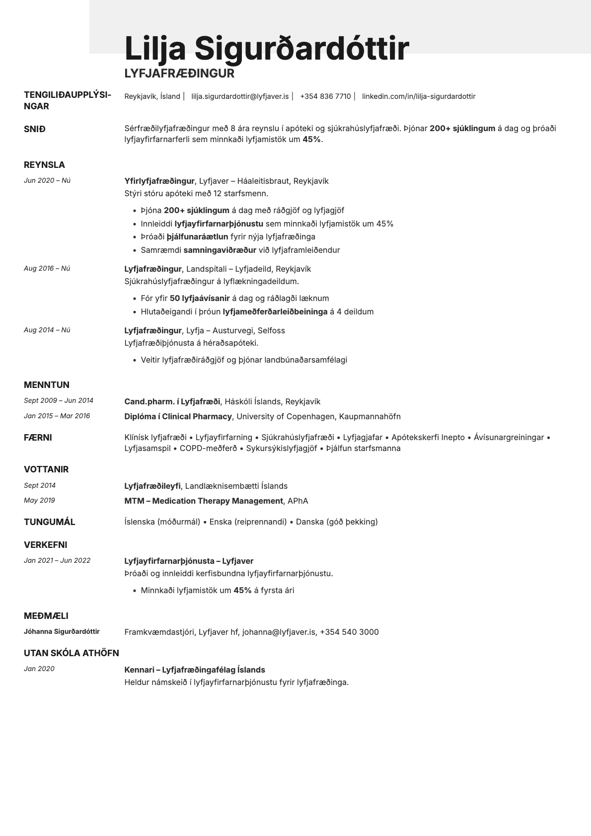 Ivory resume template preview