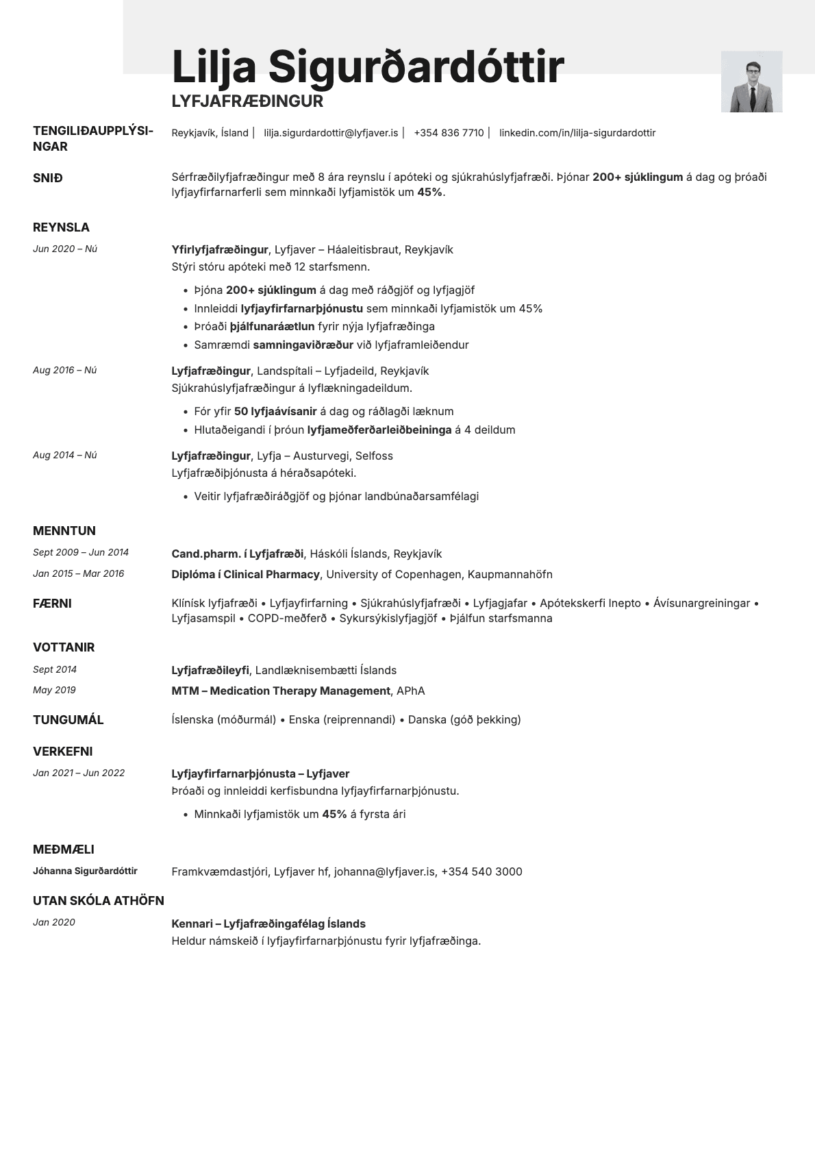 Ivory Photo resume template preview