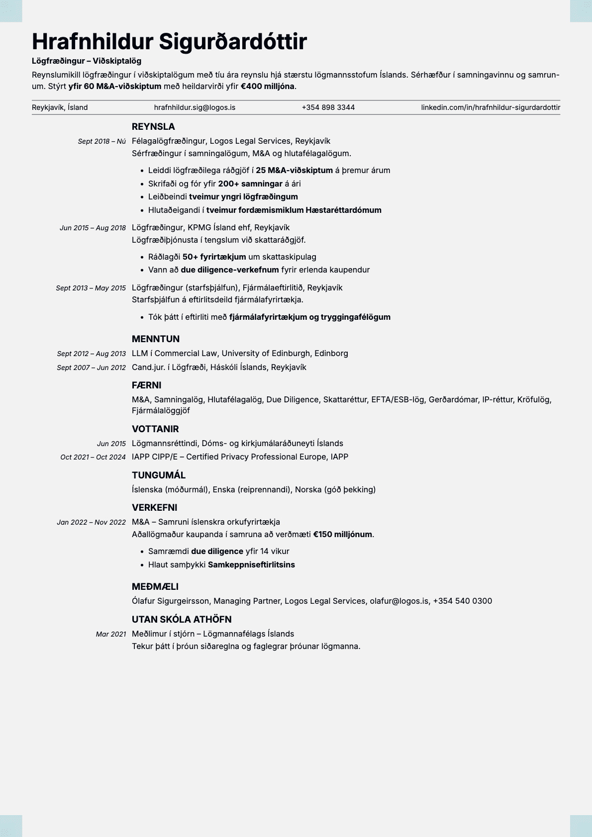 Marble resume template preview