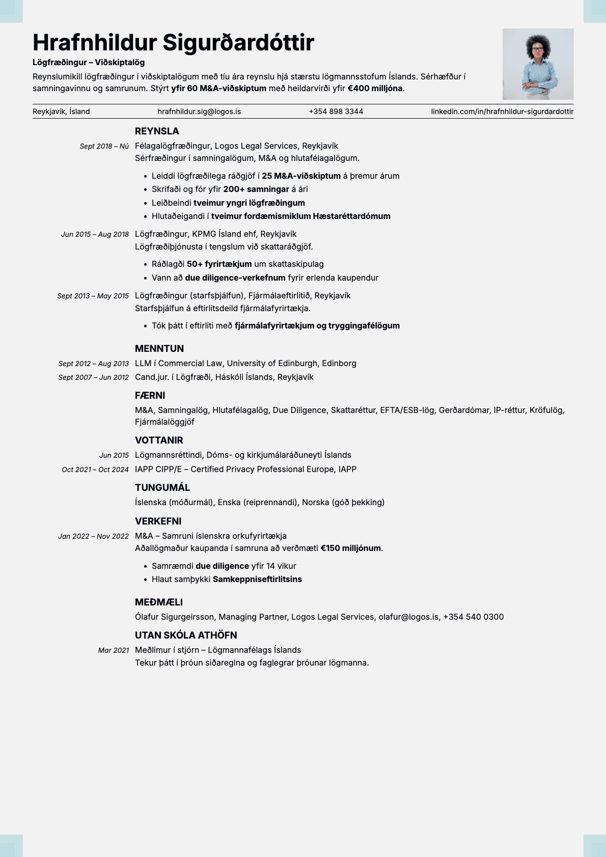 Marble Photo resume template preview