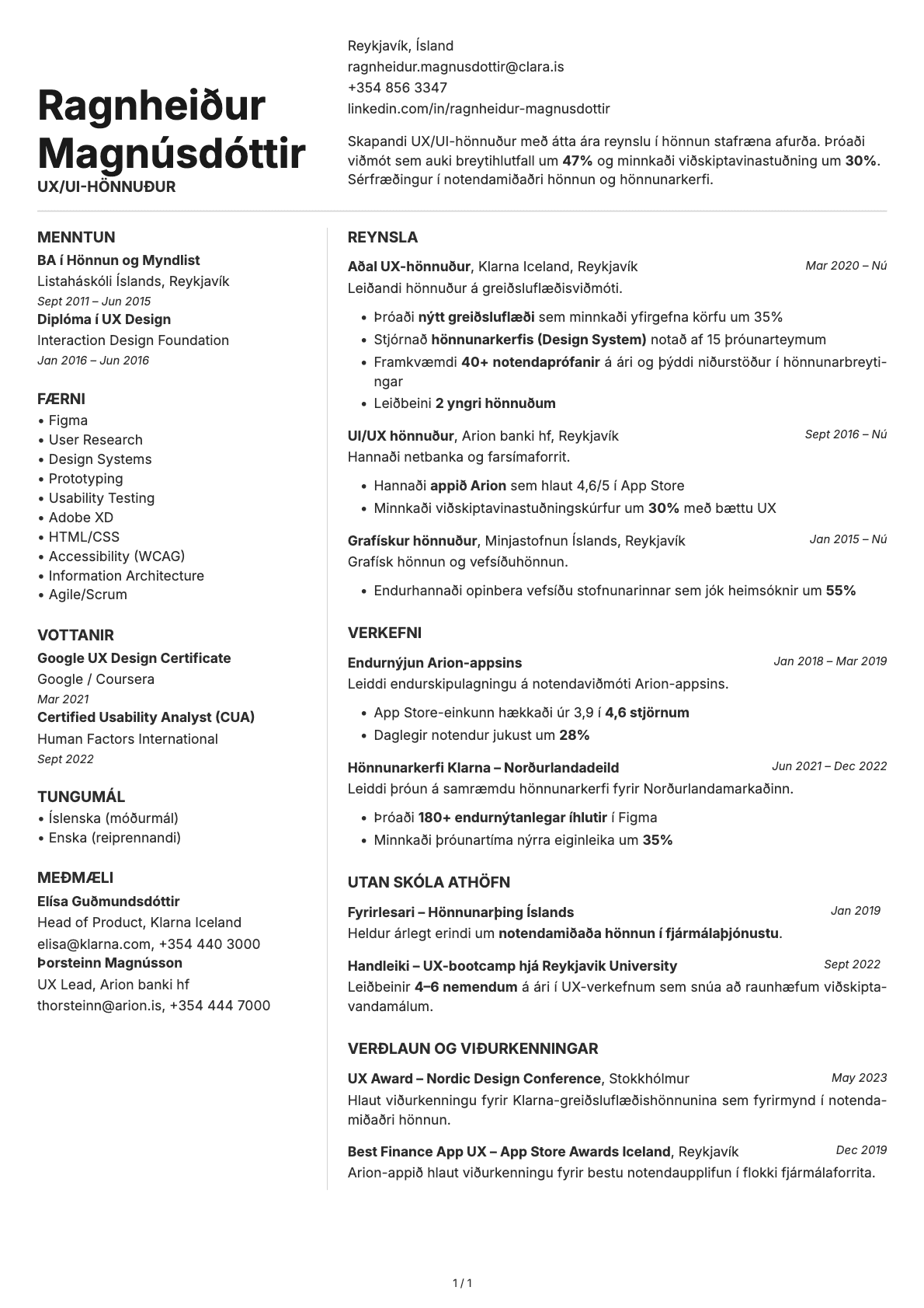 Obsidian resume template preview