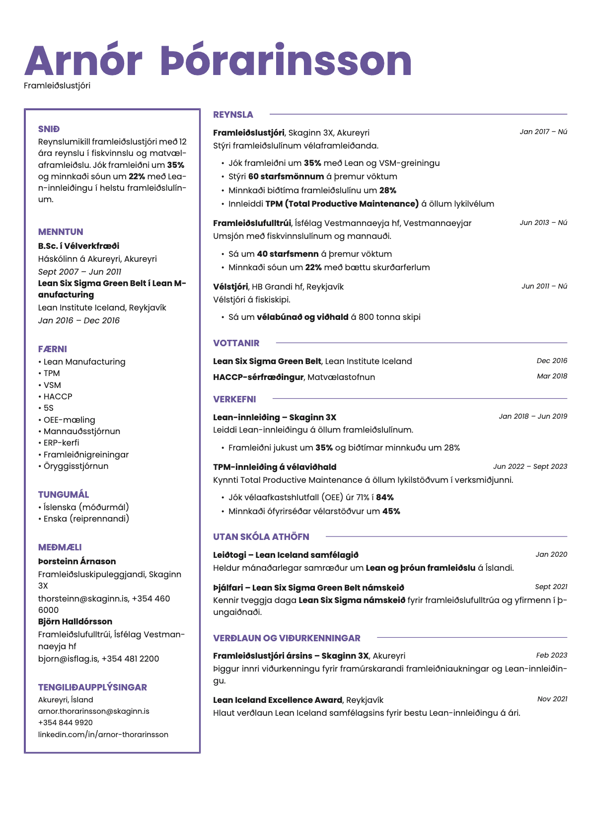 Opal resume template preview