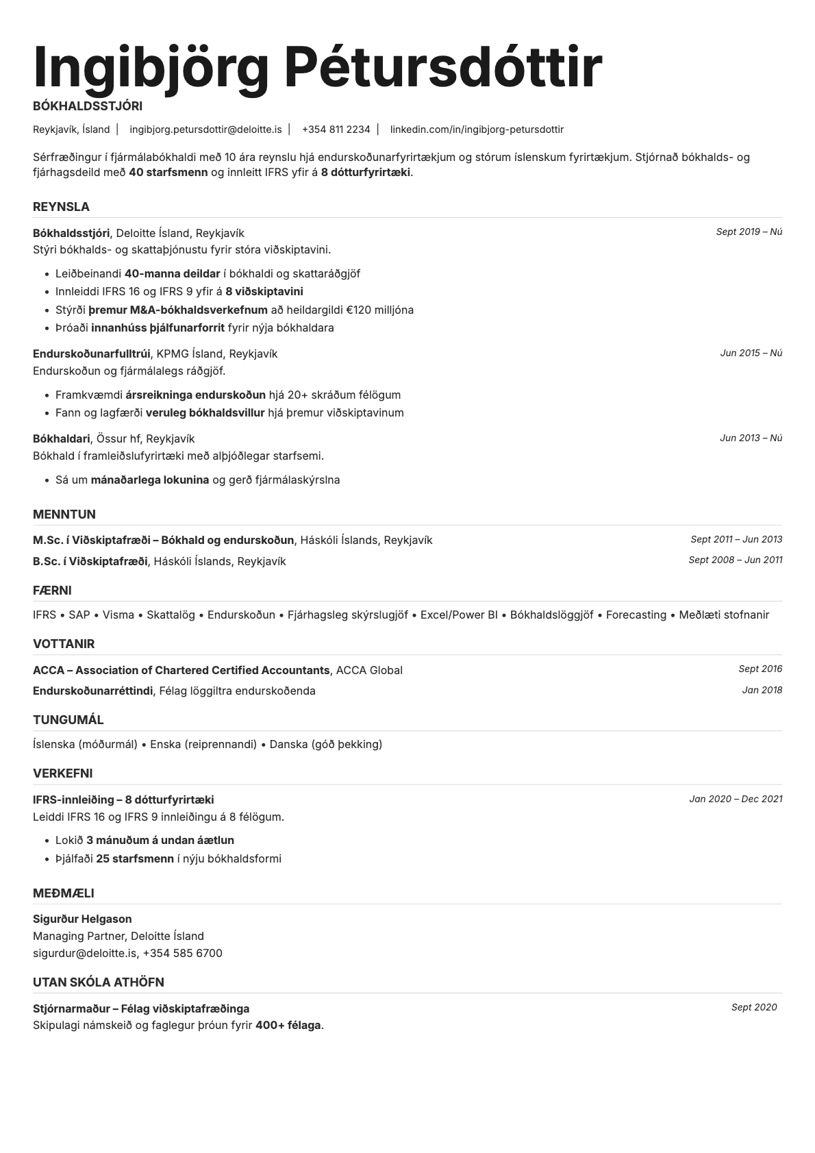 Platinum resume template preview