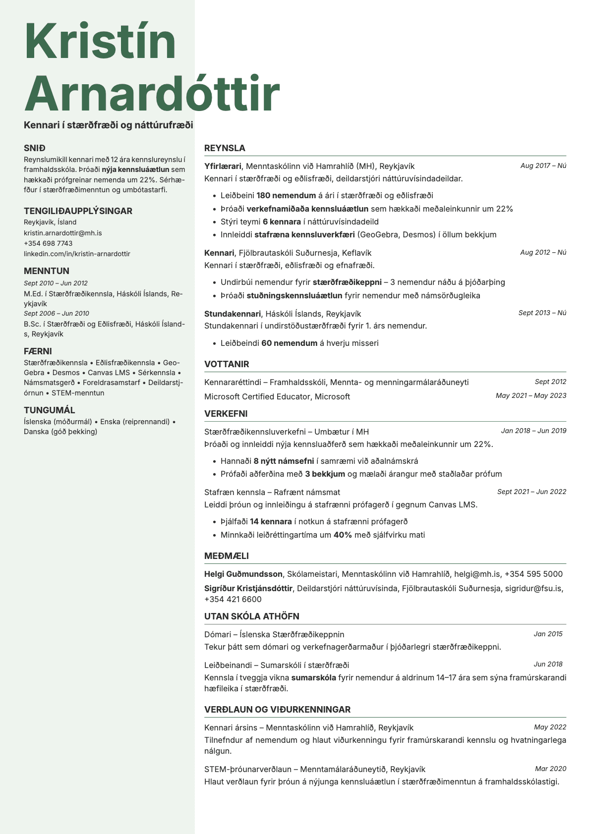 Sage resume template preview
