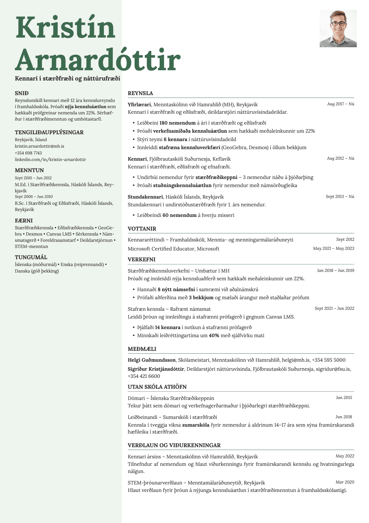 Sage Photo resume template preview