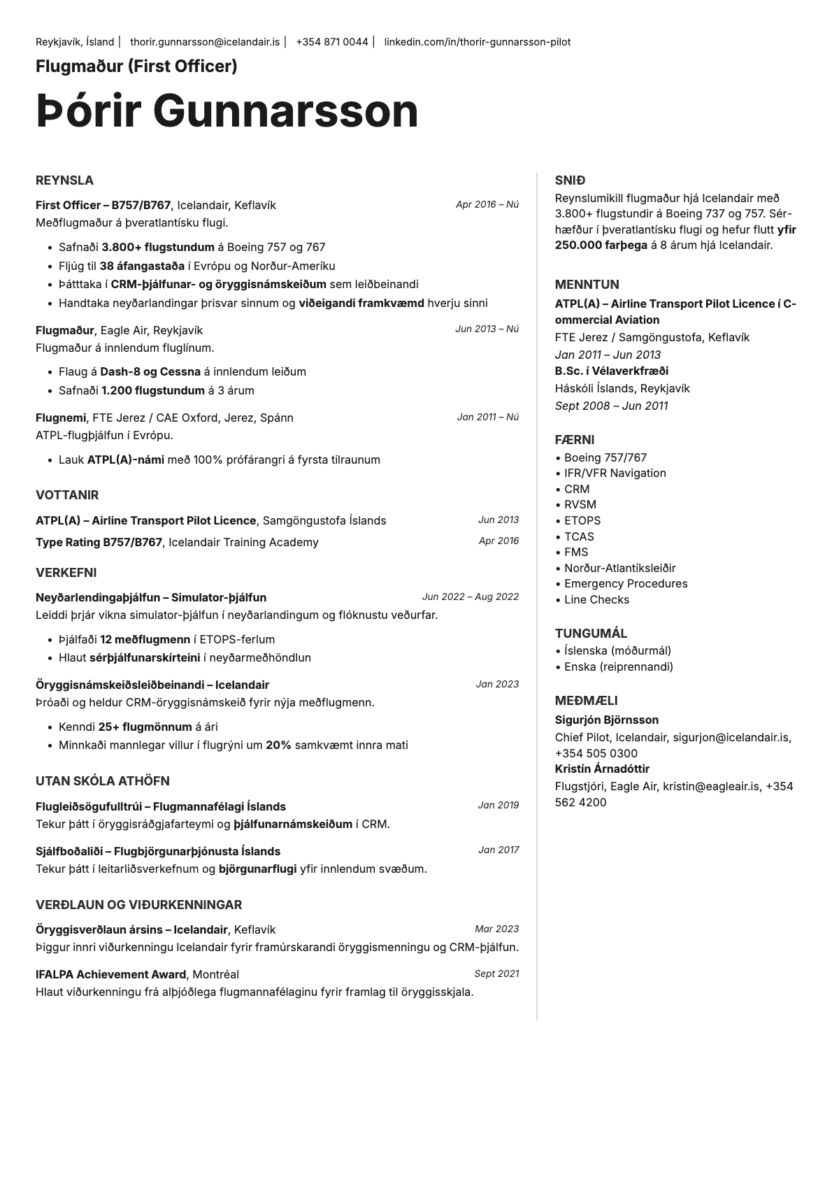 Sapphire resume template preview