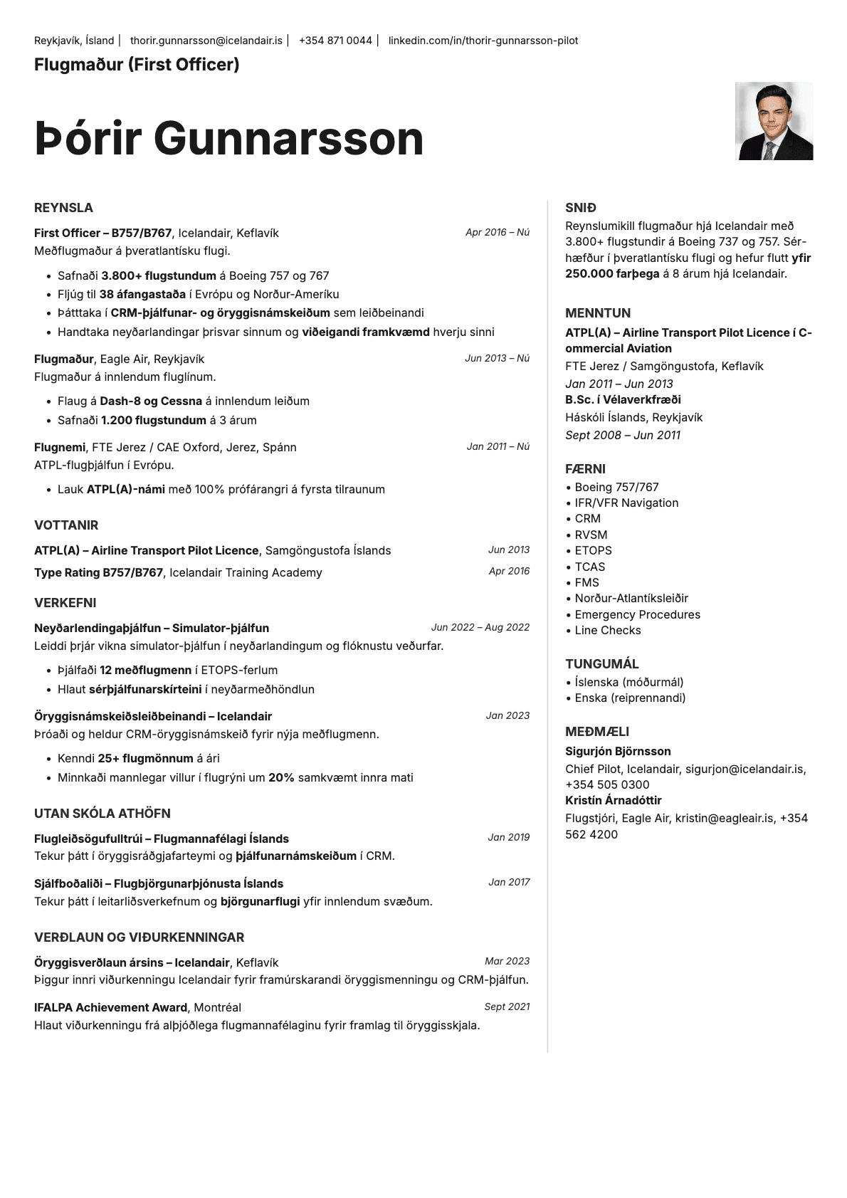 Sapphire Photo resume template preview