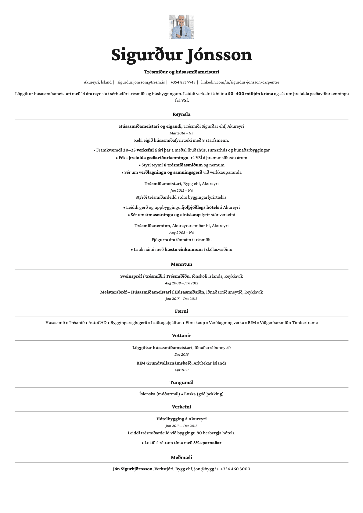 Topaz Photo resume template preview