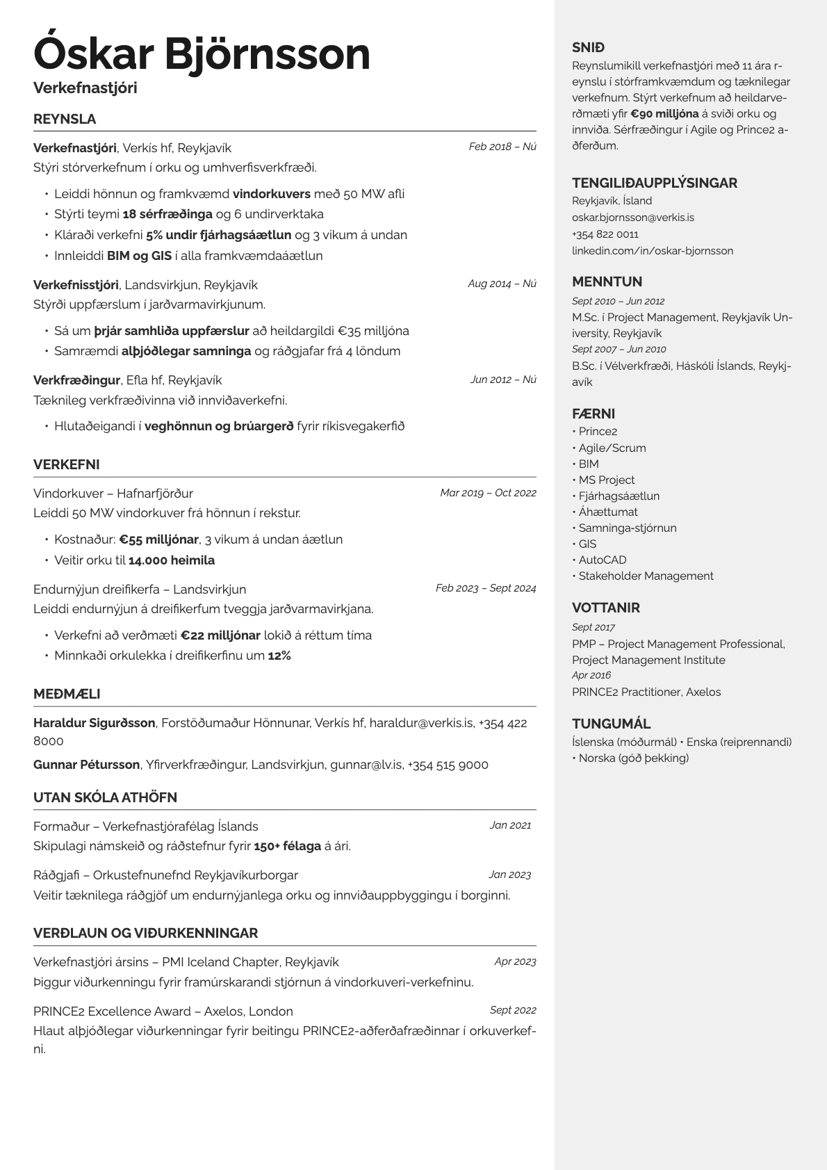 Vanta resume template preview