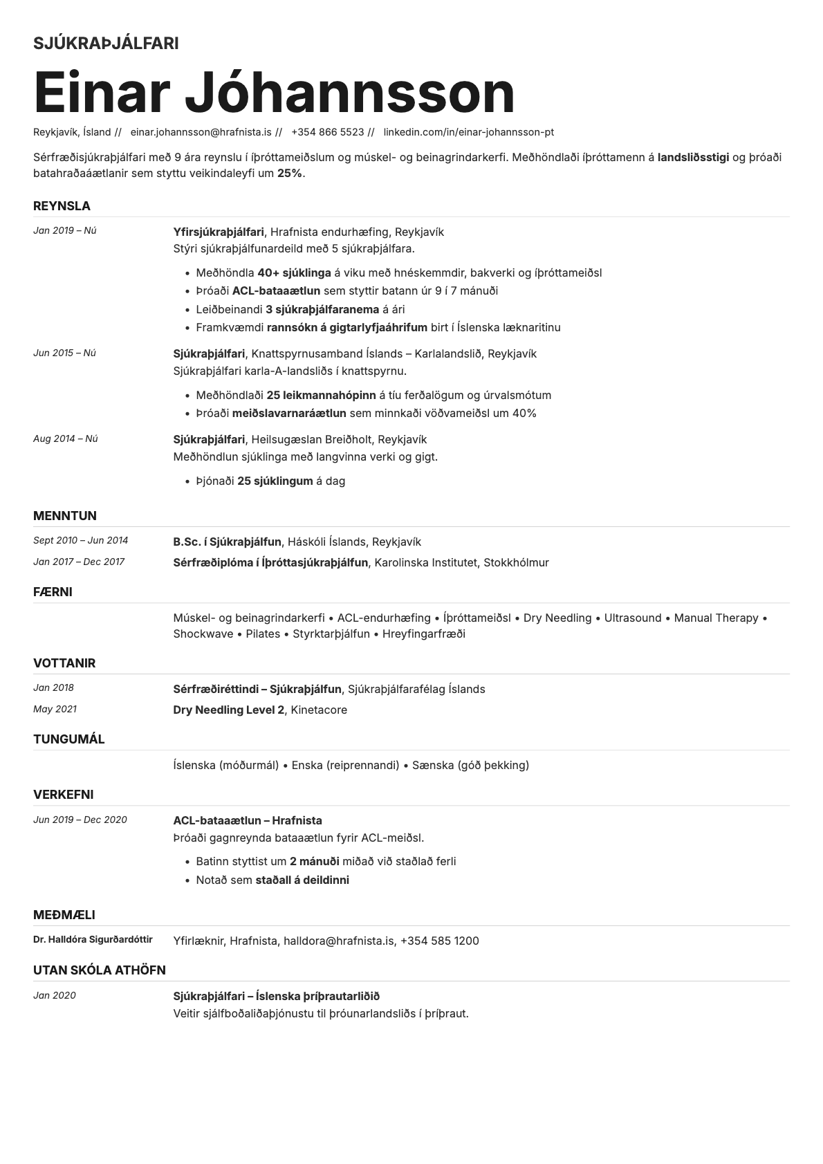 Zinc resume template preview