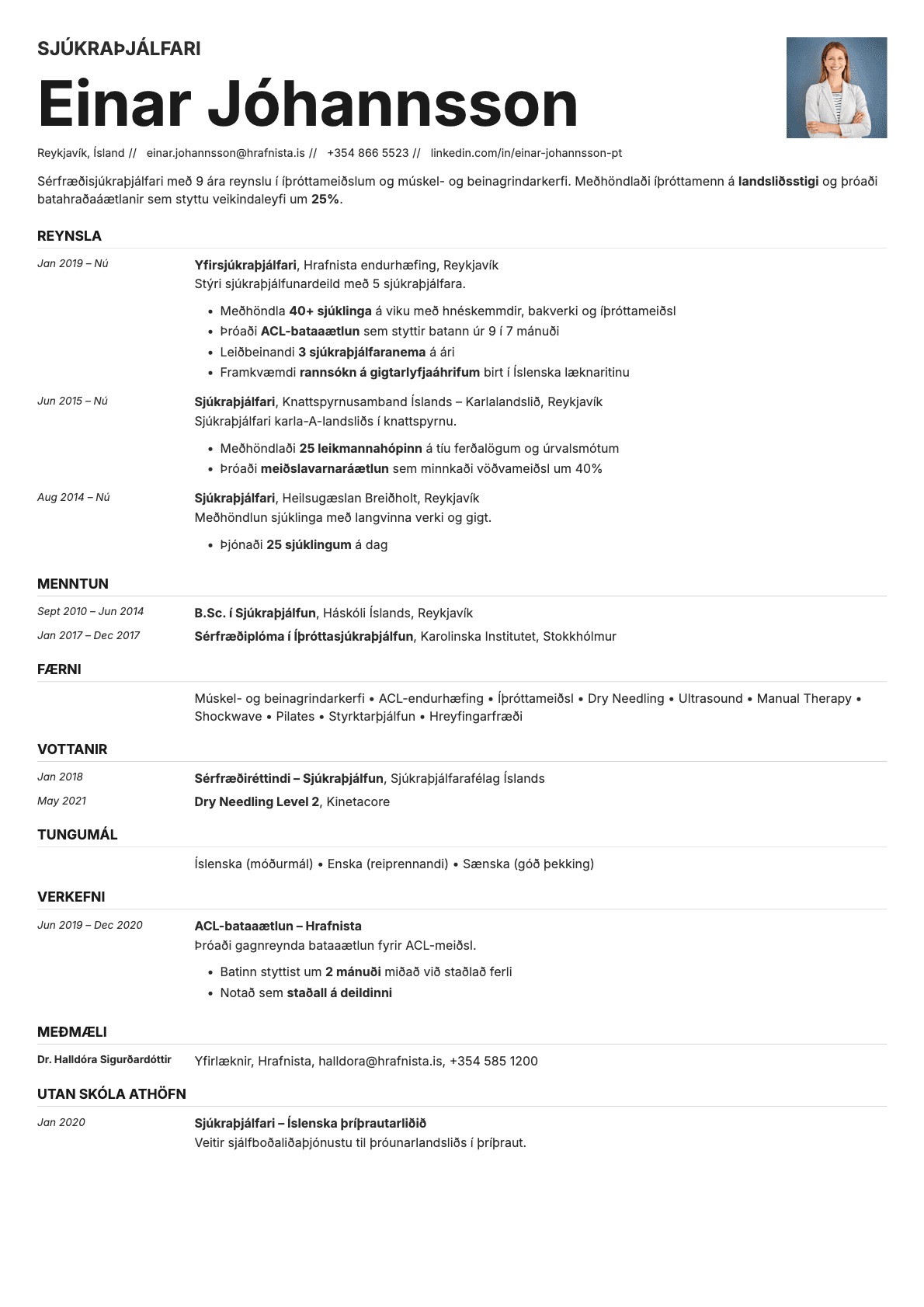 Zinc Photo resume template preview