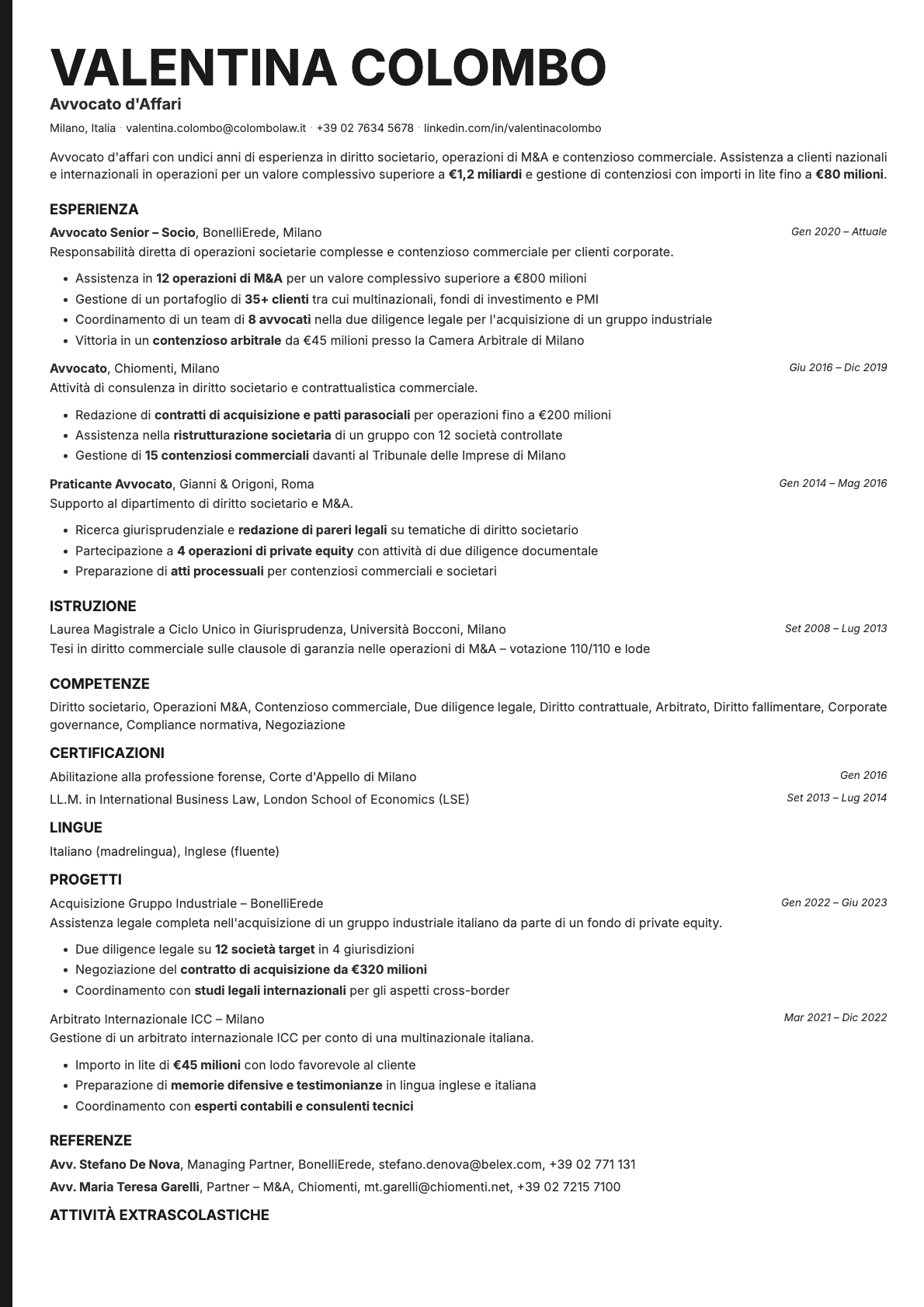 Bold Edge resume template preview