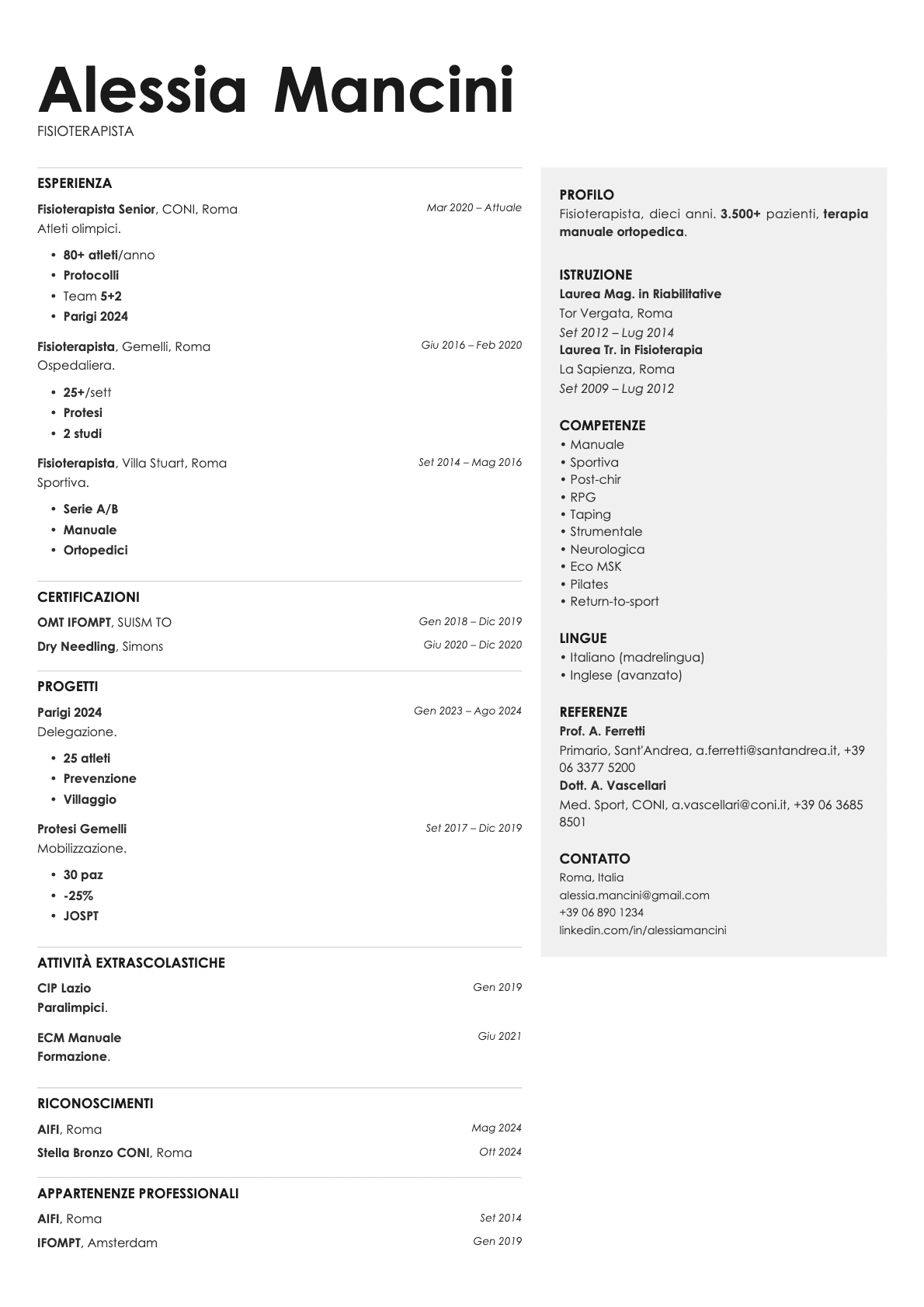 Bronze resume template preview