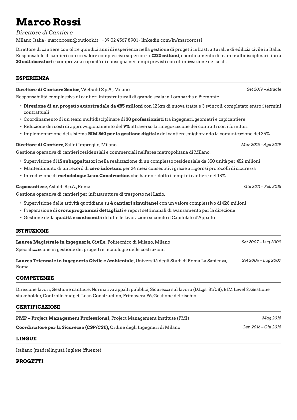 Emerald resume template preview