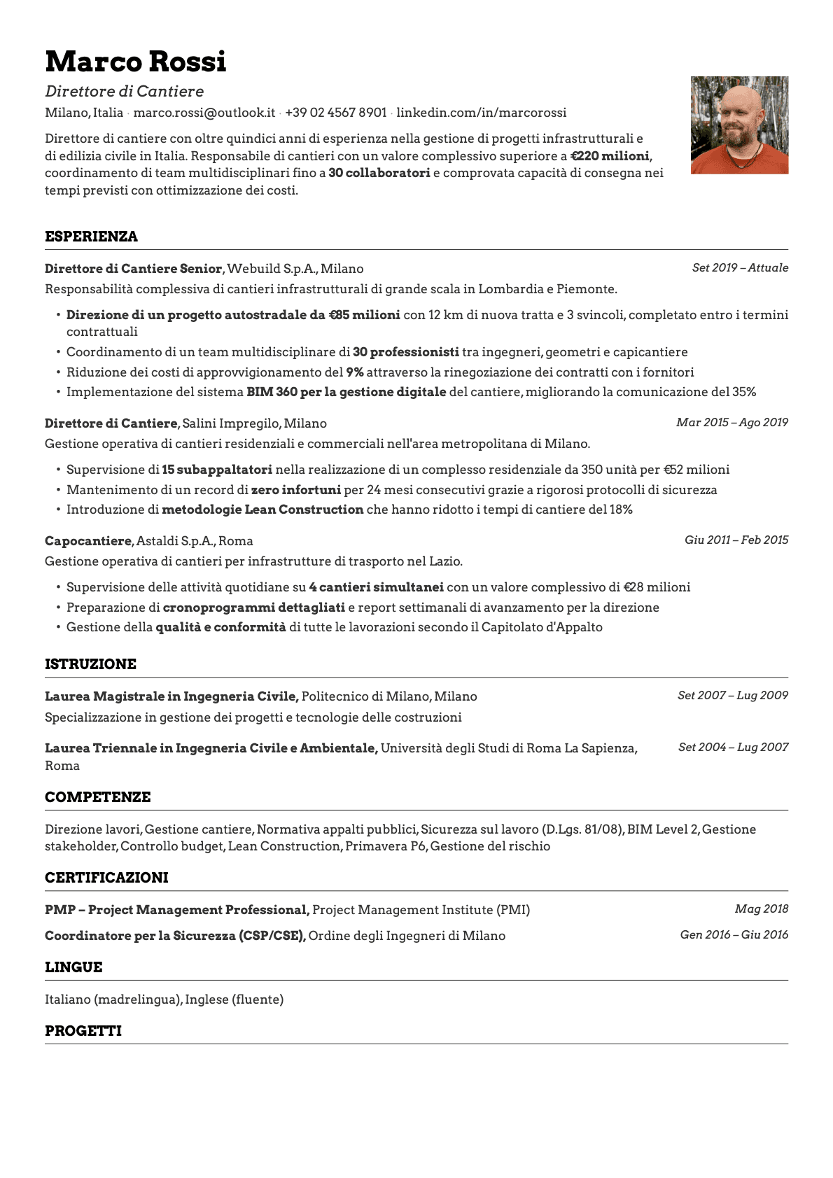 Emerald Photo resume template preview