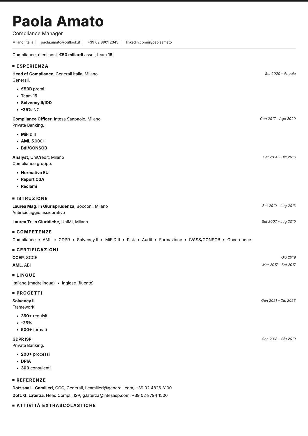 Graphite resume template preview
