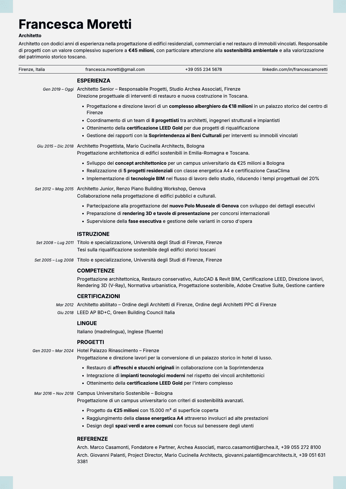 Marble resume template preview