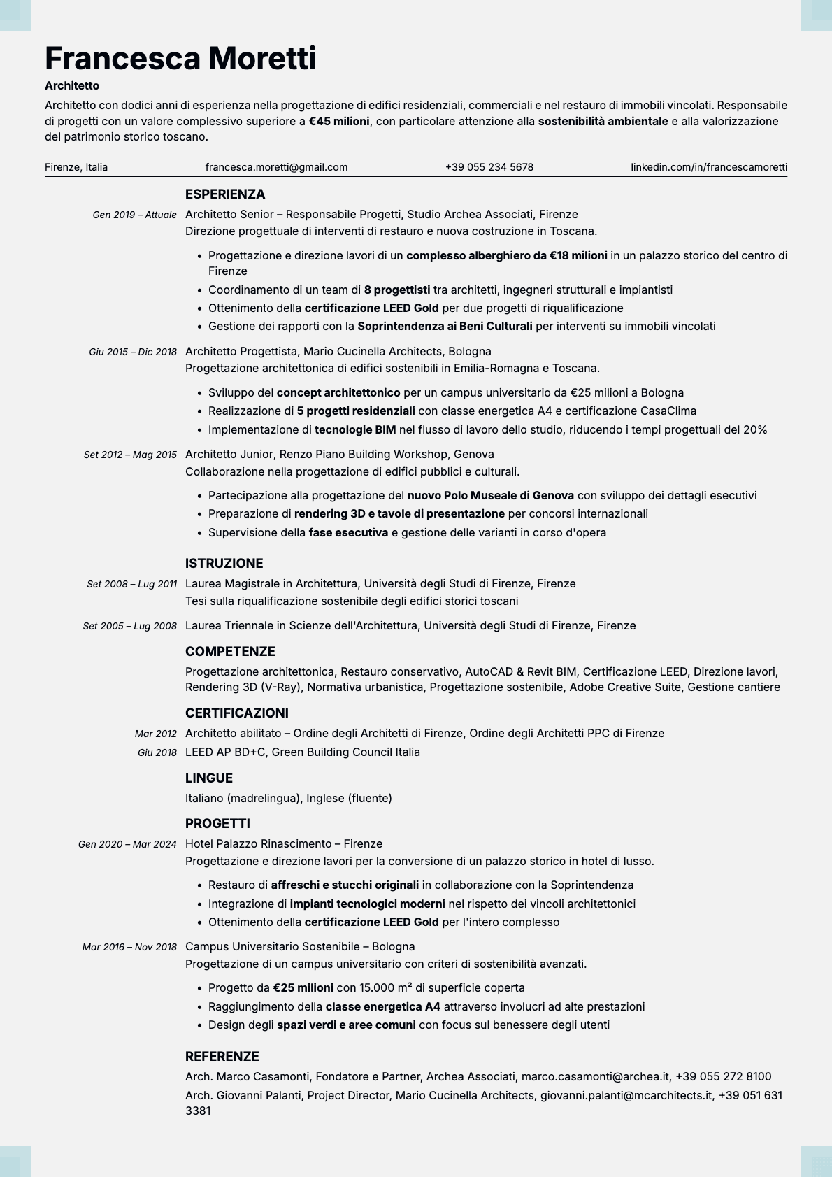 Marble resume template preview