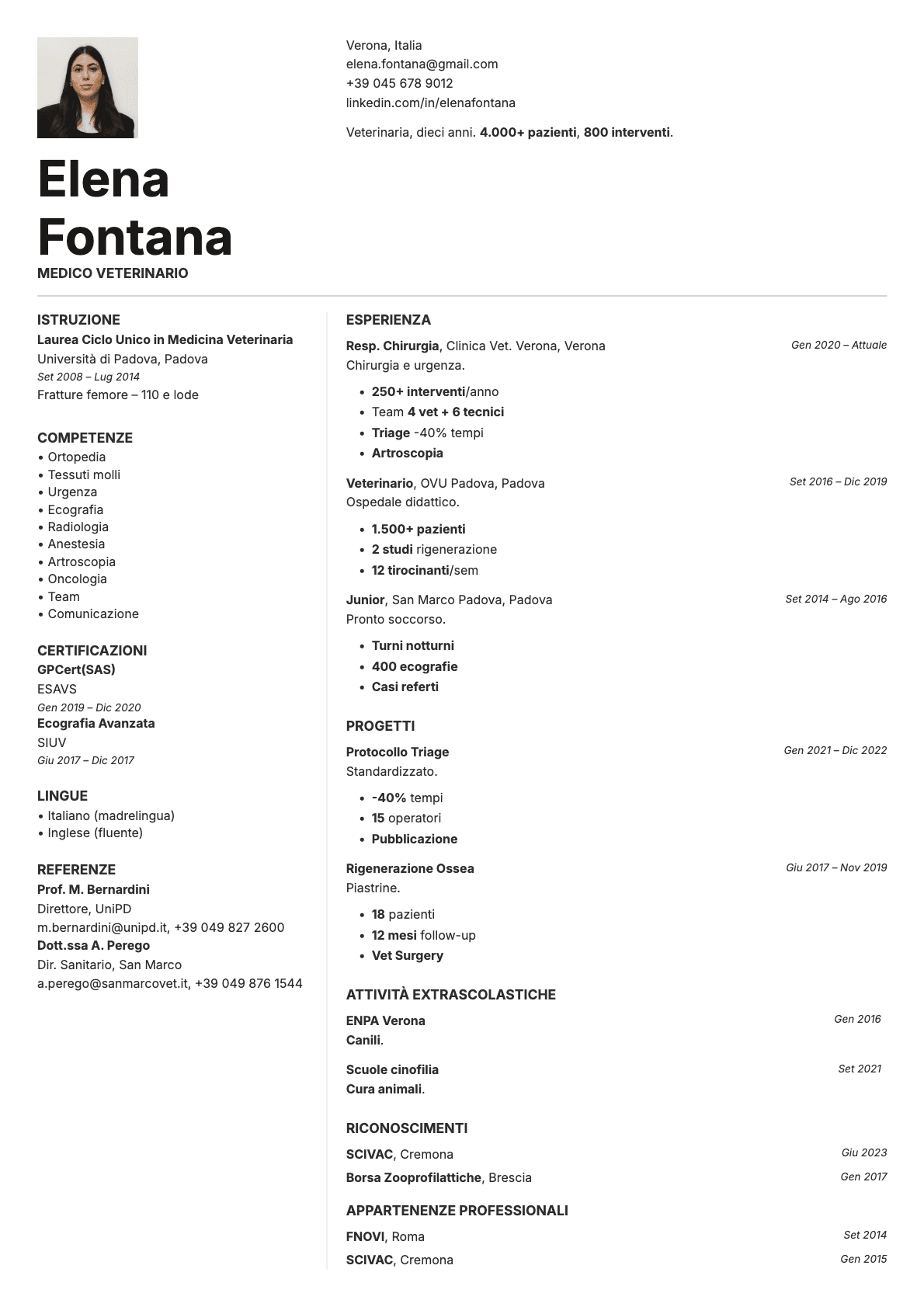 Obsidian Photo resume template preview