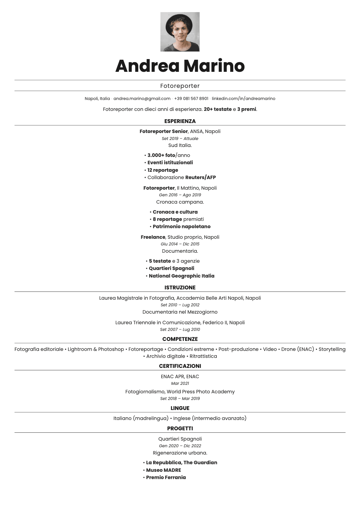 Quartz Photo resume template preview
