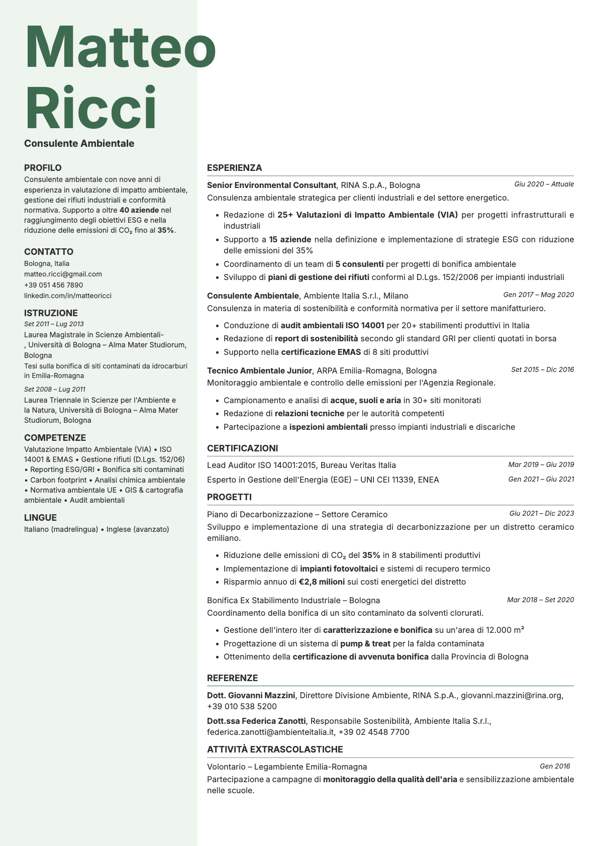 Sage resume template preview