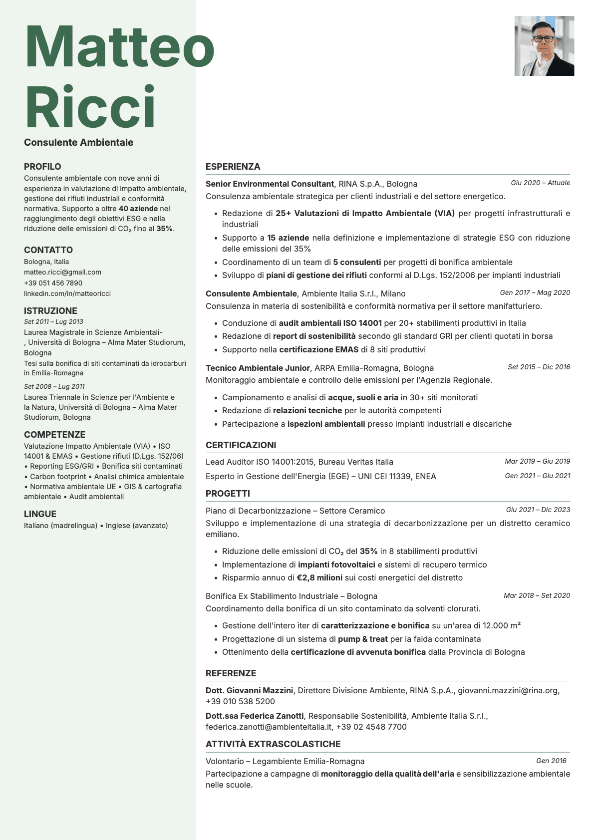 Sage Photo resume template preview