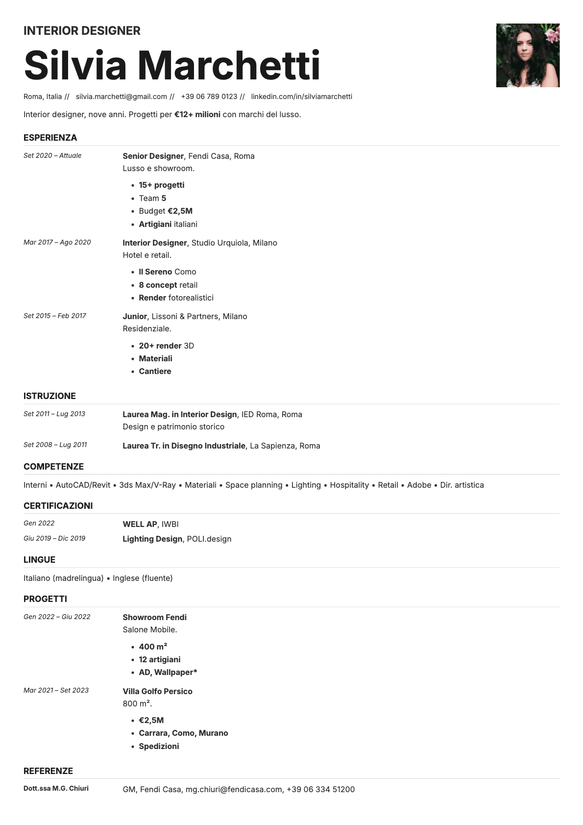 Zinc Photo resume template preview