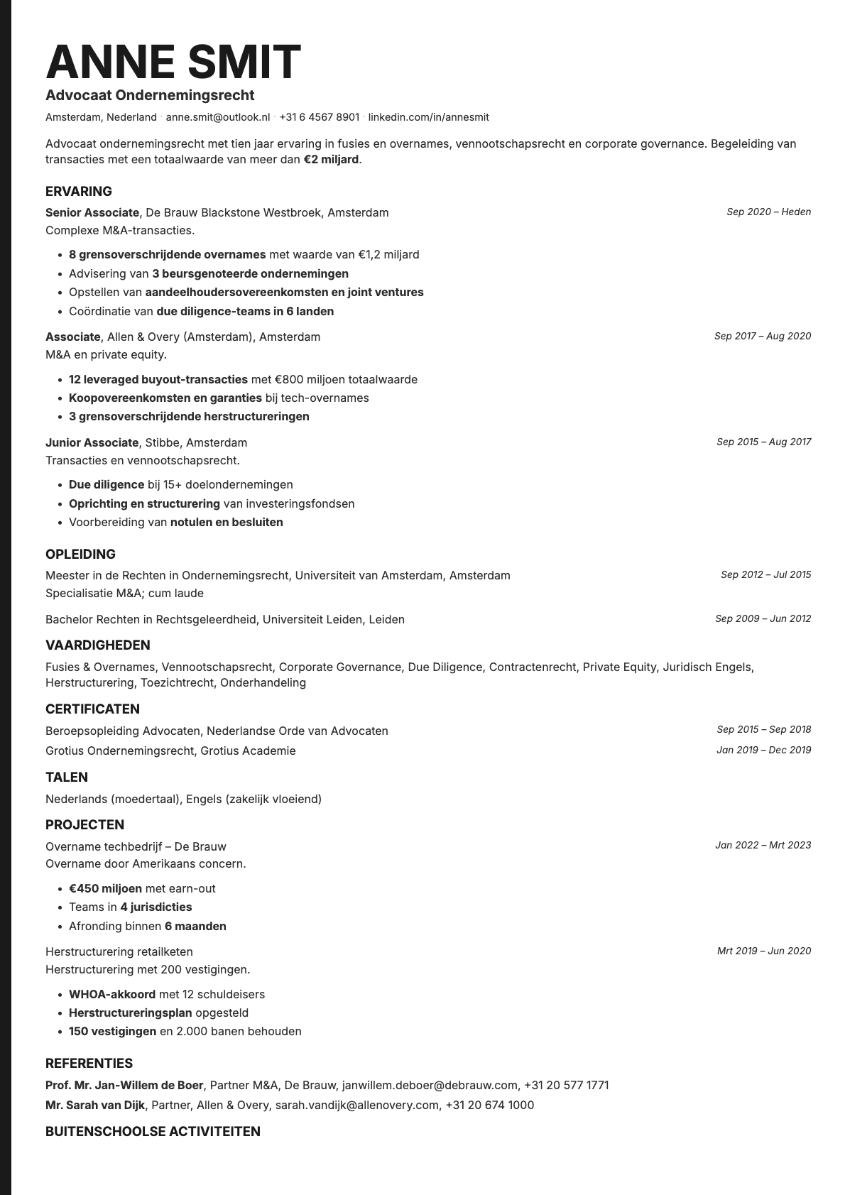 Bold Edge resume template preview