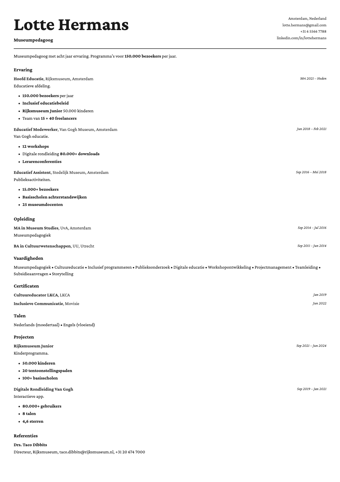 Cobalt resume template preview