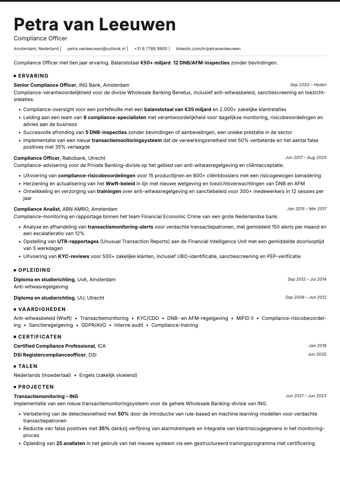 Graphite resume template preview