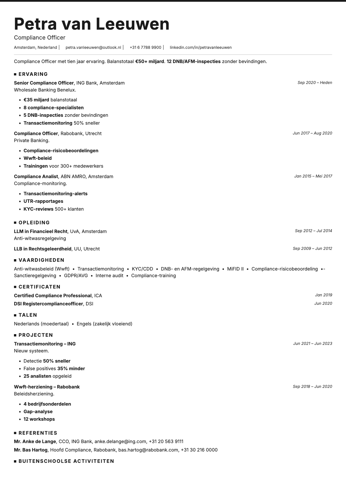 Graphite resume template preview