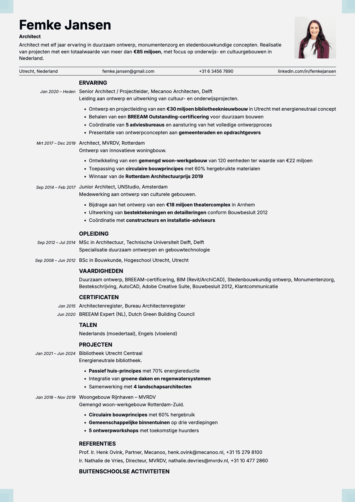 Marble Photo resume template preview