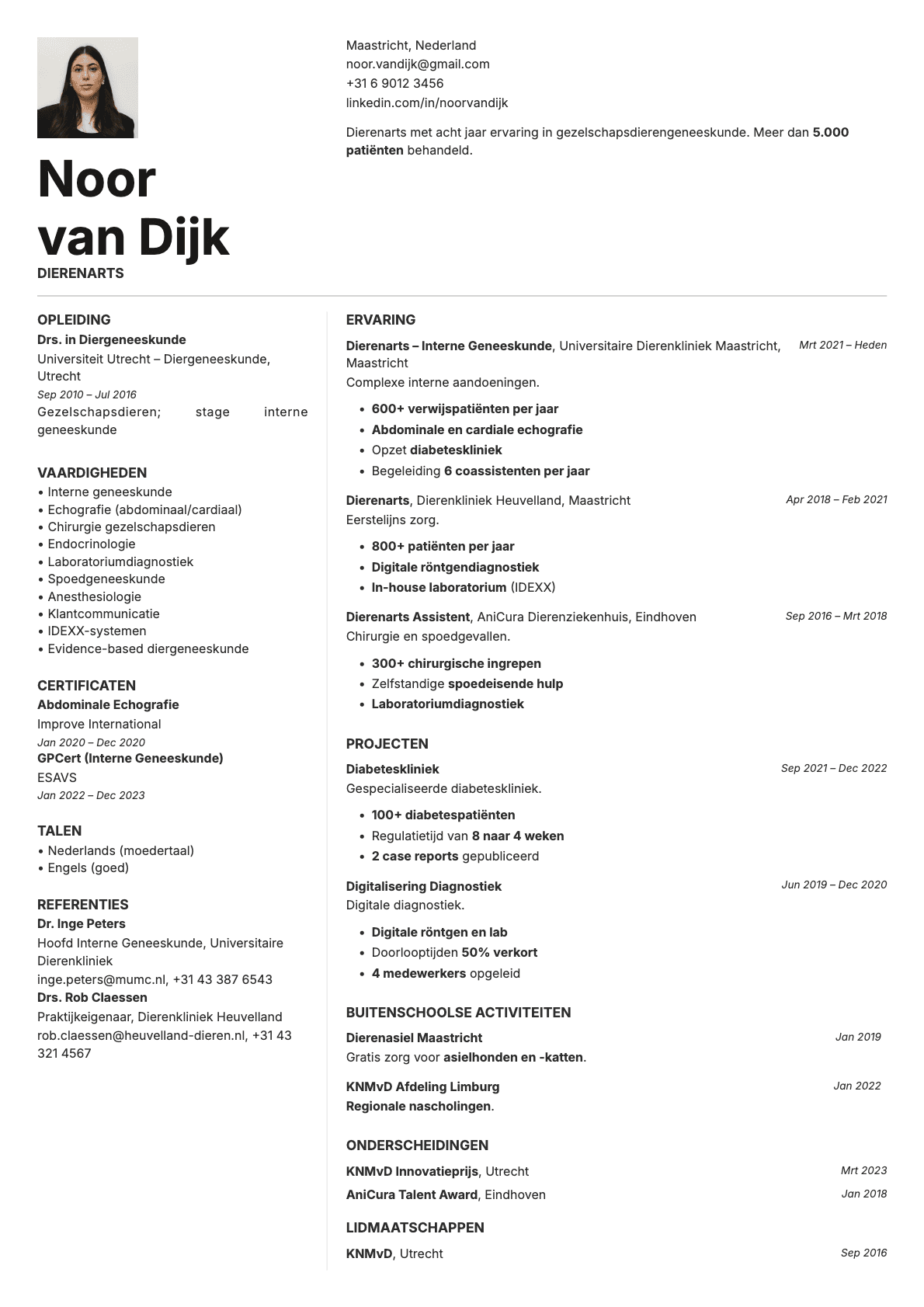 Obsidian Photo resume template preview