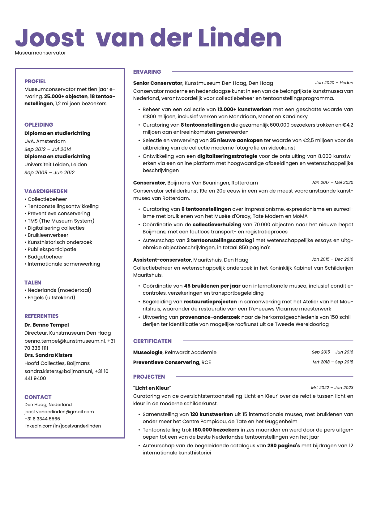 Opal resume template preview