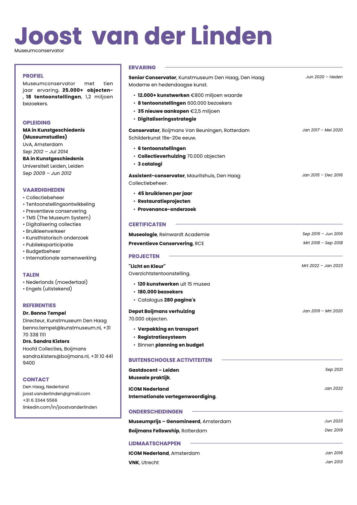 Opal resume template preview