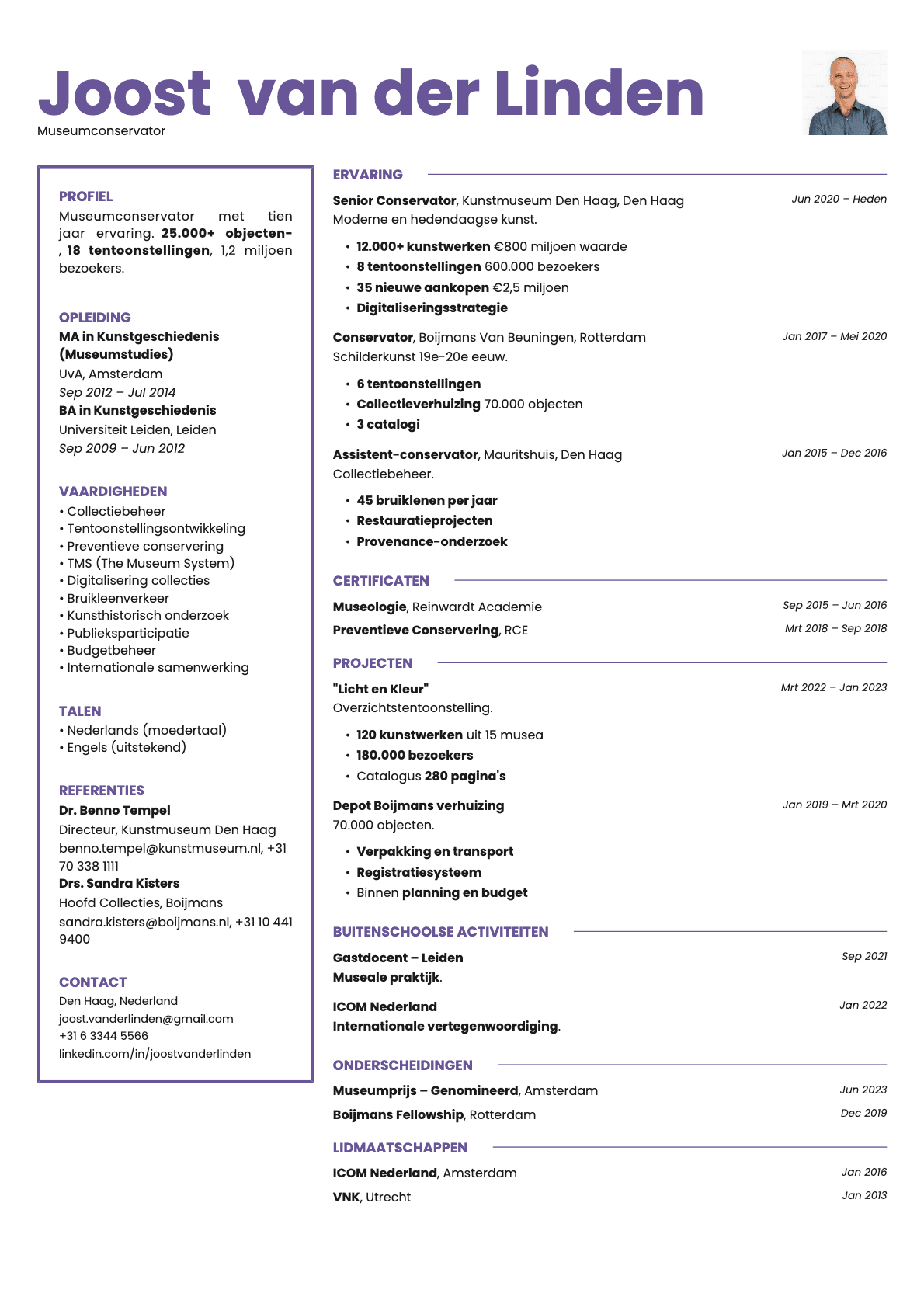 Opal Photo resume template preview