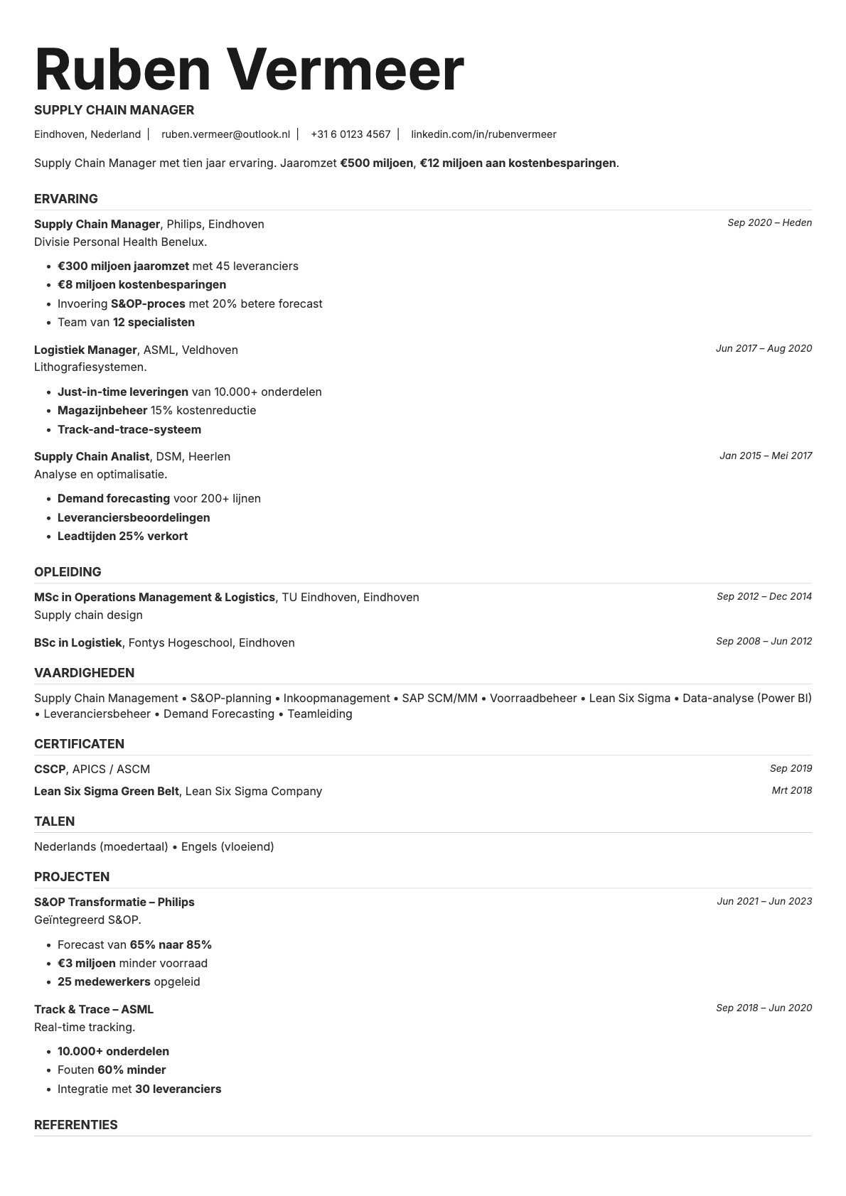 Platinum resume template preview