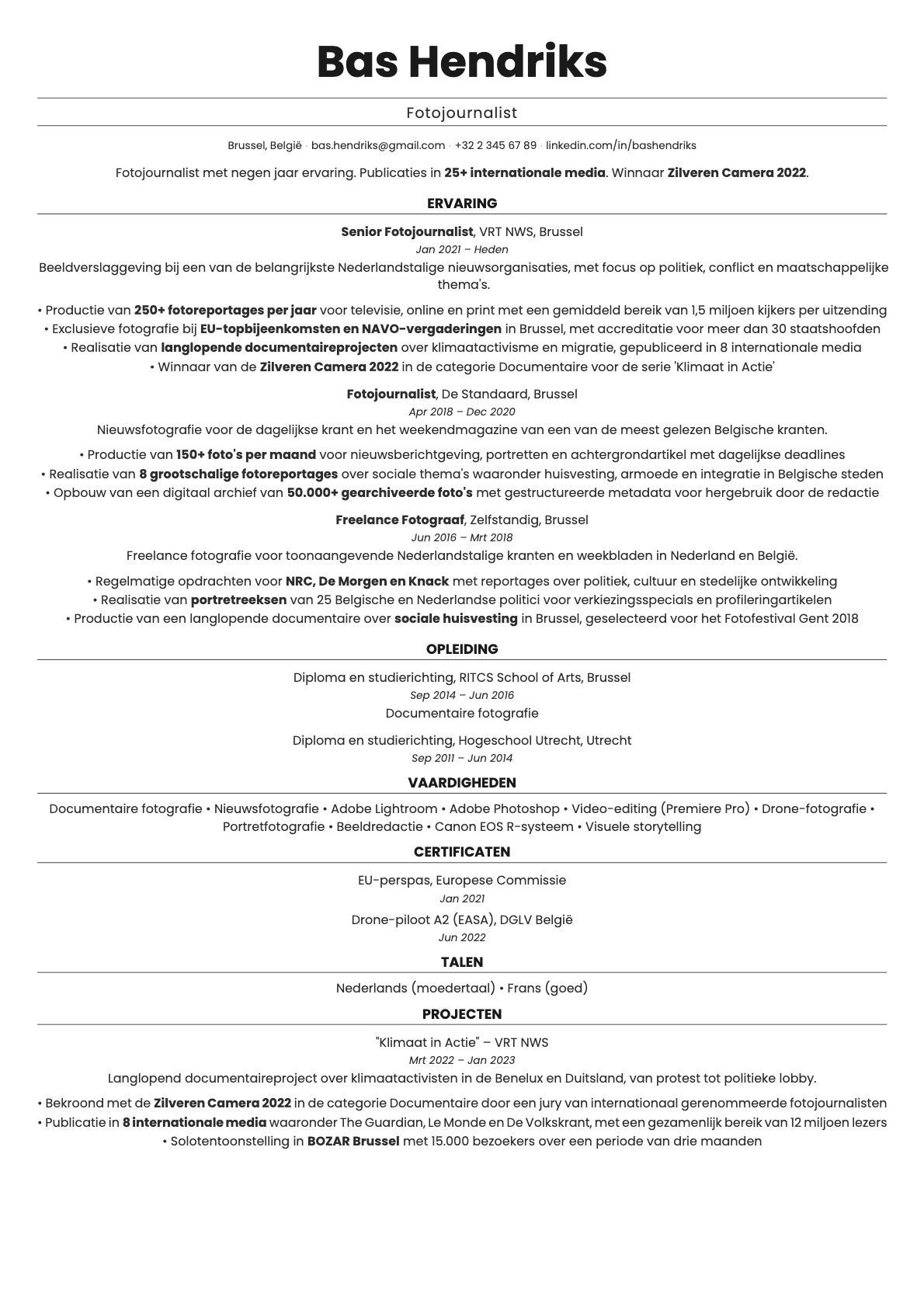 Quartz resume template preview