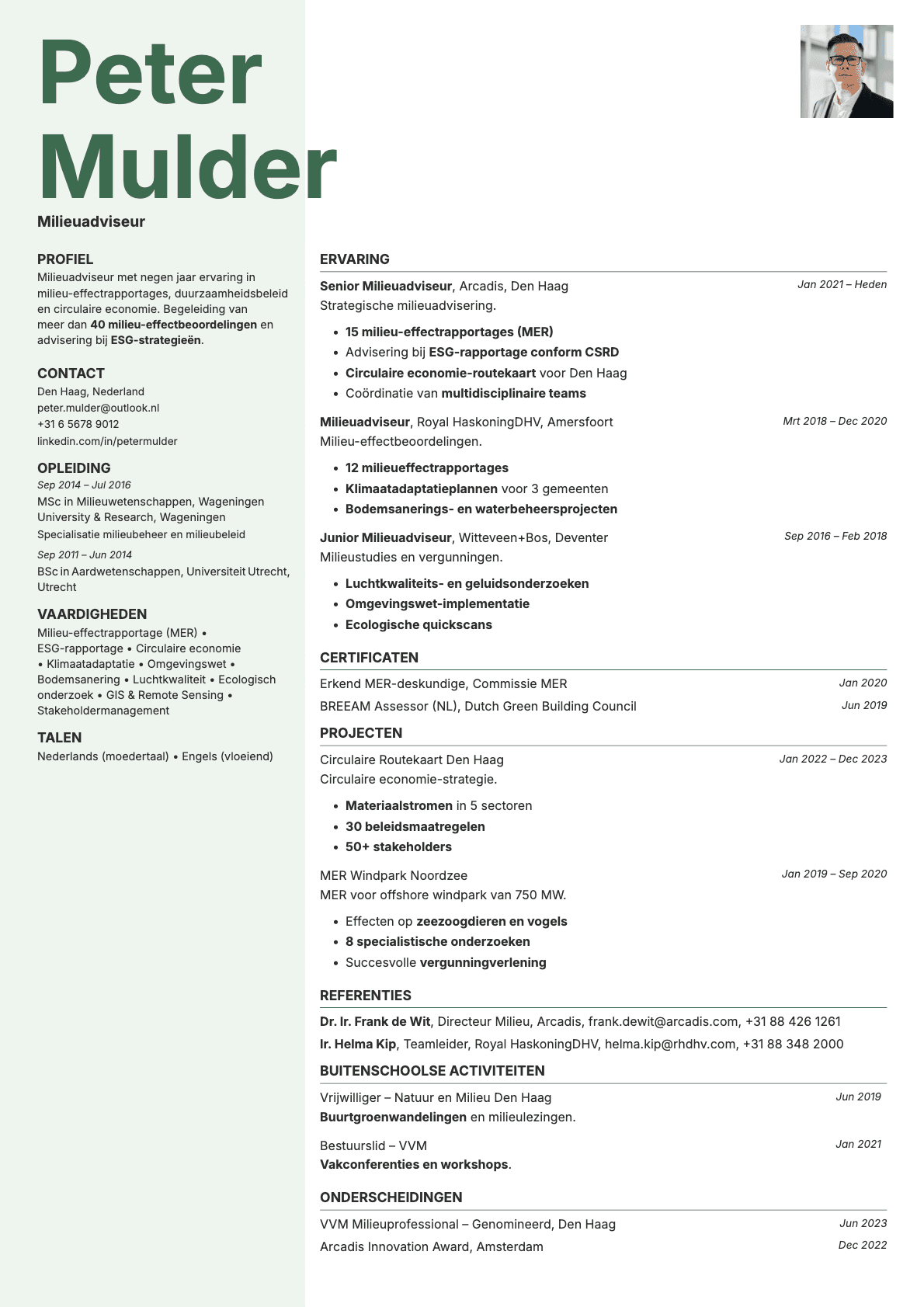 Sage Photo resume template preview