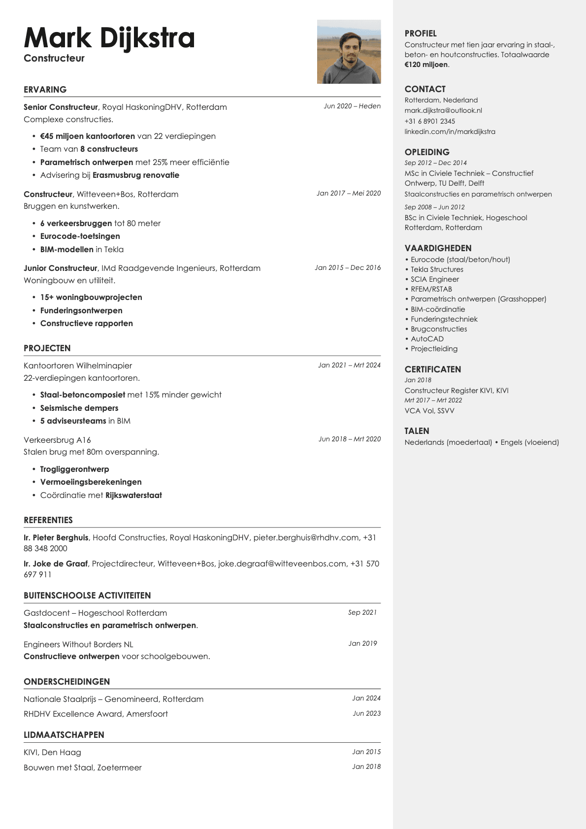 Vanta Photo resume template preview