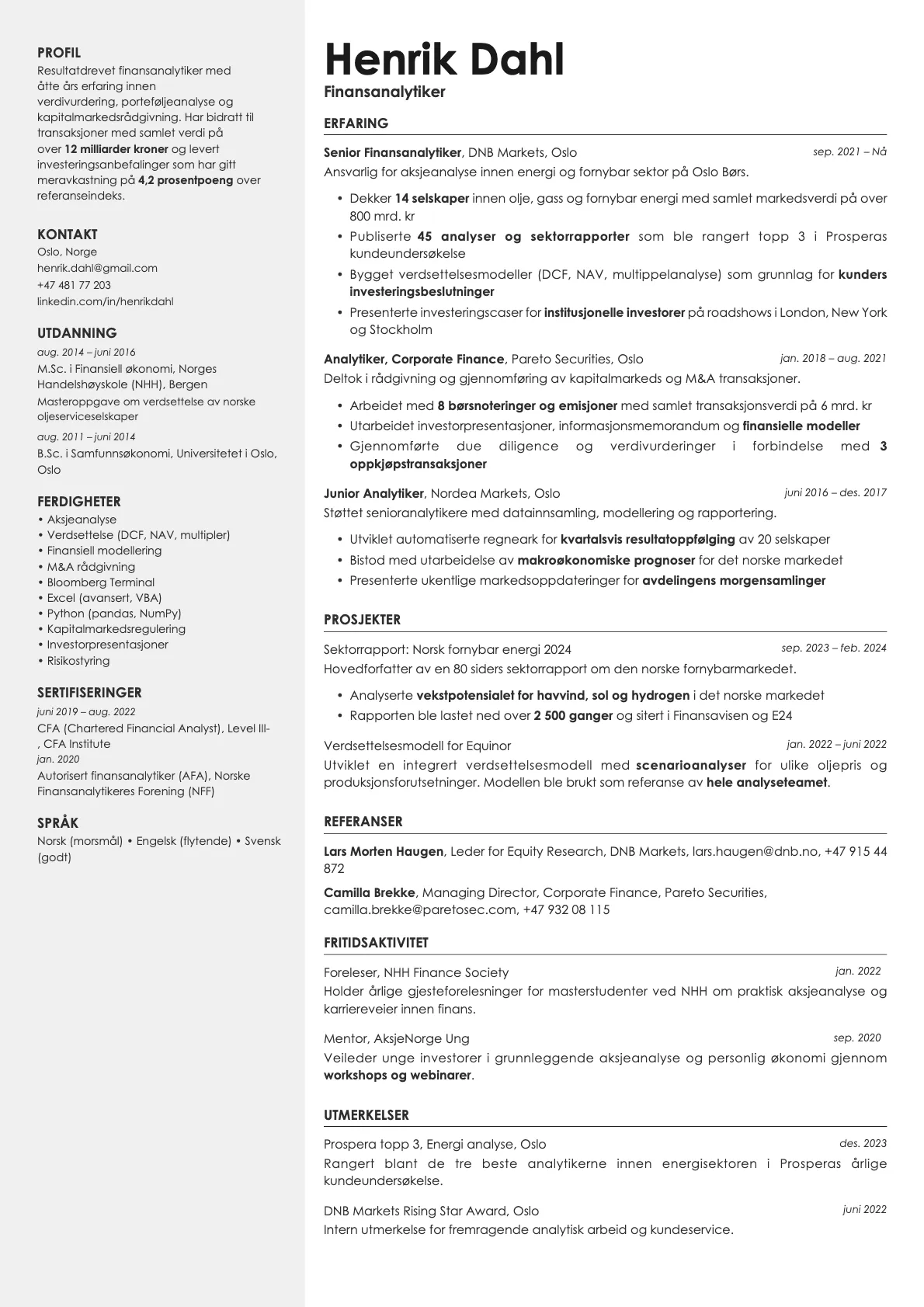 Aurum resume template preview