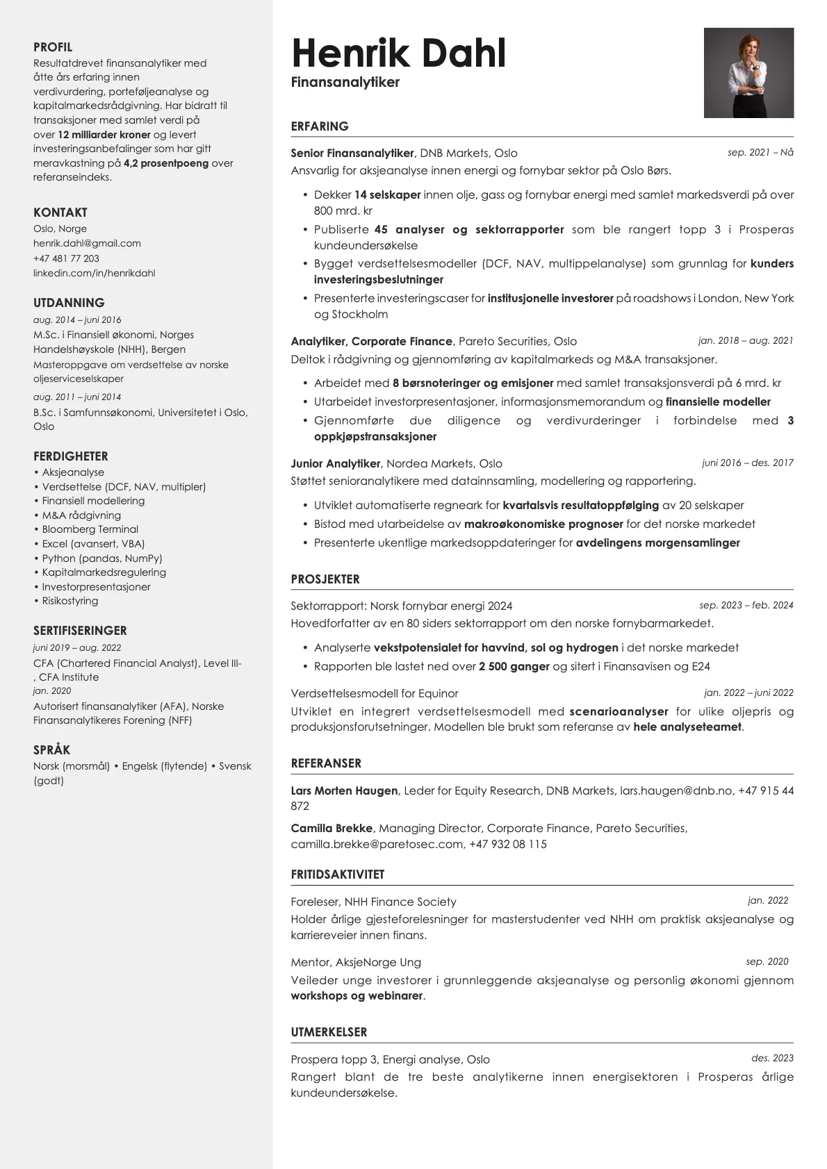Aurum Photo resume template preview