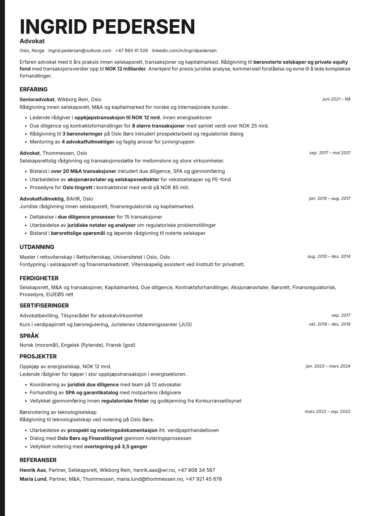 Bold Edge resume template preview