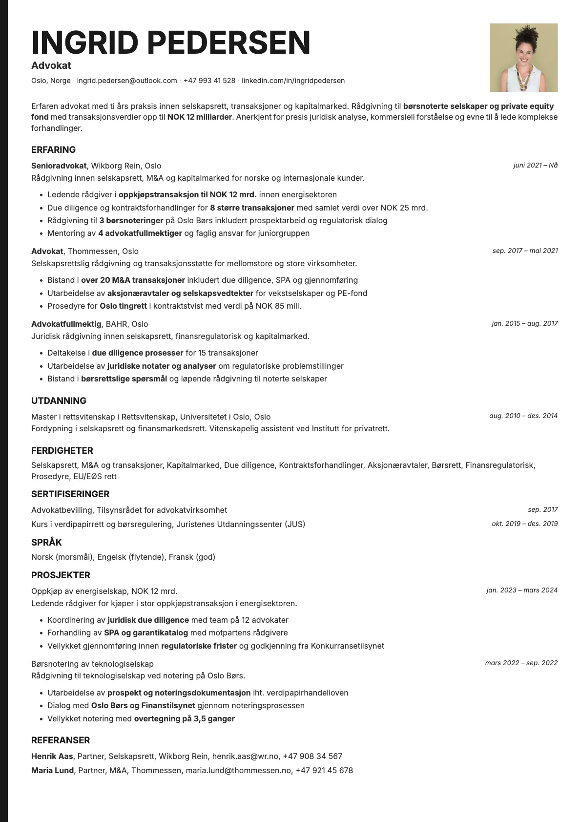 Bold Edge Photo resume template preview